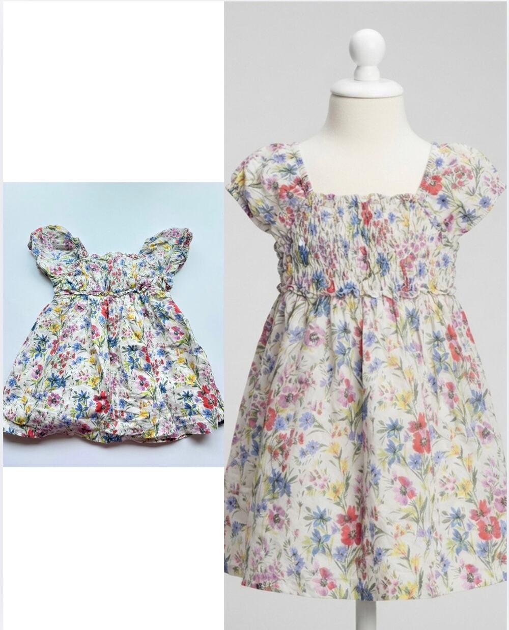 Baby Gap Floral Flutter Sleeve Dress Girls 3T Cotton